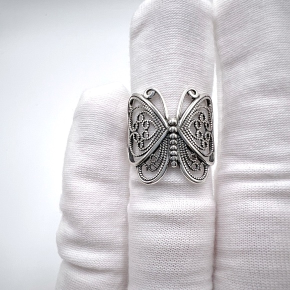.925 Sterling Silver Filigree Butterfly Ring - Picture 13 of 16